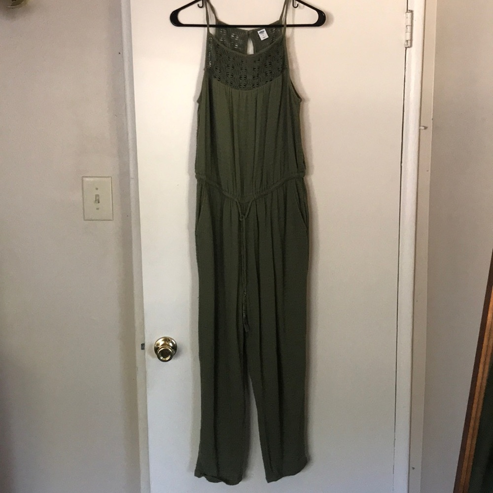 Old Navy army green romper pants